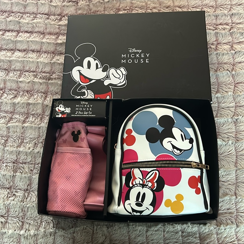 Disney Mickey Mouse 2 piece Gift set Mini backpack and Hydration Crossbody